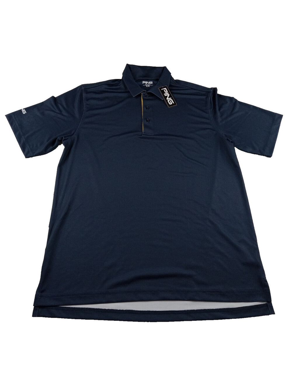PING Golf Shirt Mens Medium Navy Blue Block Pattern Performance Polo New M